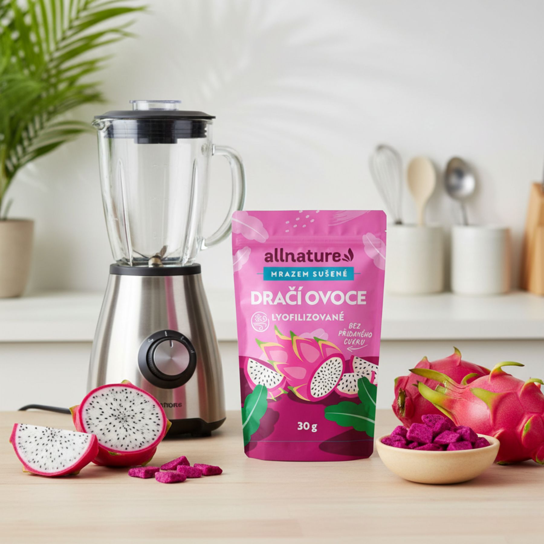 Lyofilizované dračie ovocie v miske